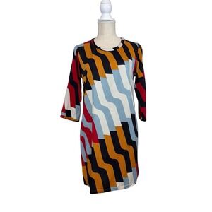 Dusen Dusen Anthropologie Shift Dress Long Sleeve Womens Sz S Striped Mod 70s